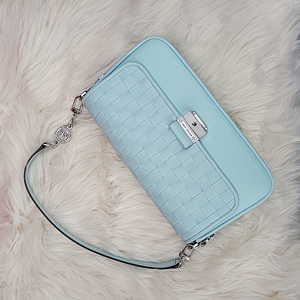 Michael Kors Bradshaw Woven Leather Convertible Shoulder Crossbody Bag NWT